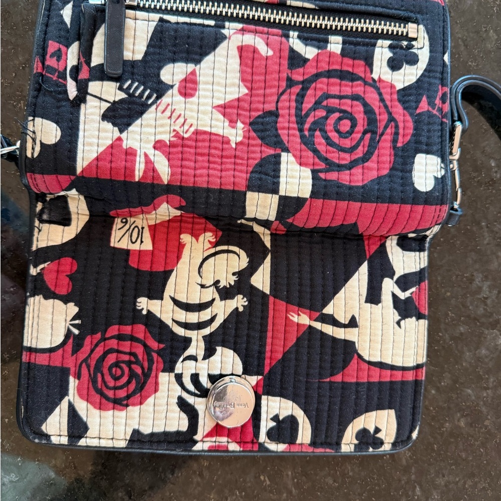 Vera Bradley Black, Red & Cream Quilted Crossbody-Alice in Wonderland